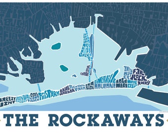 Rockaway Queens Typography Map