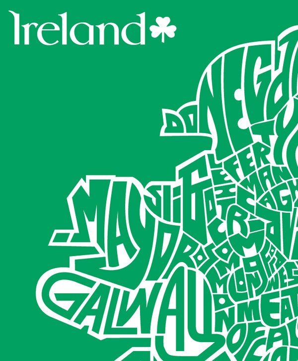 Ireland County Map 1 Color Etsy