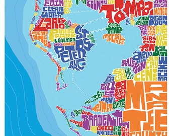 Tampa Bay - St. Pete Typography Map