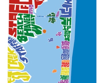 Long Beach Island, New Jersey Rainbow Type Map