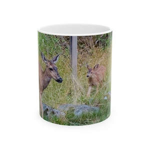 Nature-Inspired Ceramic Mug | Wildlife Lovers Gift | Coffee Cup | Deer Design | Rustic Home Decor | 11oz & 15oz Available