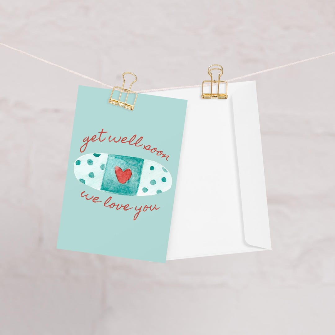Get Well Soon Bandaid Greeting Card - Etsy