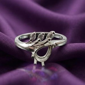 6 x 8 MM Pear Blank With MQ CZ Setted Engagement Ring, Sterling Silver Semi Mount Ring-Blank Ring-Pear Ring-Prong Setting Ring, Gift For Her