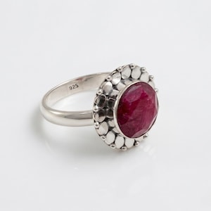 Natural Dyed Ruby Ring, Indian Ruby Ring, Floral Statement Ring, July Birthstone Ring, Birthday For Women, Daily Wear Jewelry, Gift For Her