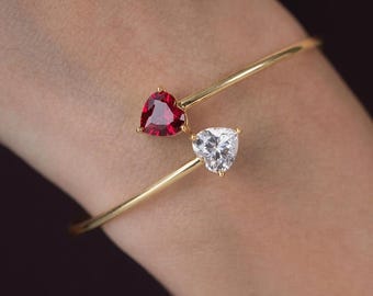 Förgylld justerbar armring, 925 sterlingsilver granatkvarts med CZ-armring, minimalistiska, läckra ädelstenssmycken, födelsedagspresent till henne