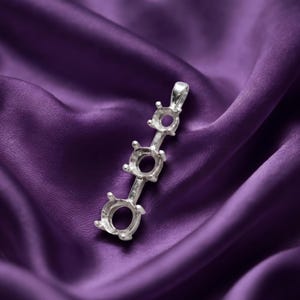 3 Stone Round Blank Pre-Notched Sterling Silver Pendant Setting, Empty Blank Bezel Setting, Mountain Base Holder Without Stone DIY Inlay