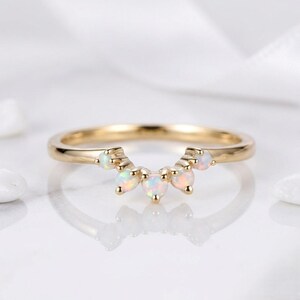 Natural Opal Ring, 925 Sterling Silver Opal Gemstone October Birthstone Ring, Wedding Ring Set, Stackable Ring, Anniversary Gift for Women,