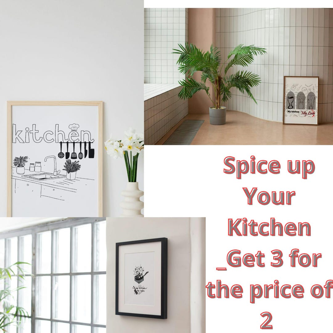 kitchen wall art set of 3 printables kitchen print set... Modern Kitchen Wall Art Set of 3 | Digital Download | Minimalist ...