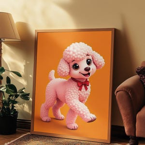 Bring charm and whimsy to your home with this Pink Poodle digital art print. This unique artwork features a with playful poodle illustration