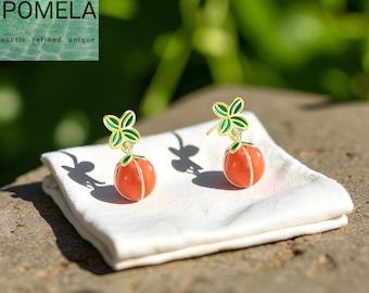 Kaki Tropfen Ohrringe: Sterling Silber Frucht Schmuck