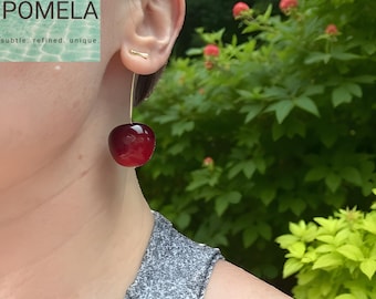 Sterling Silver Cherry Drop Earrings – Fruit Dangle Jewelry