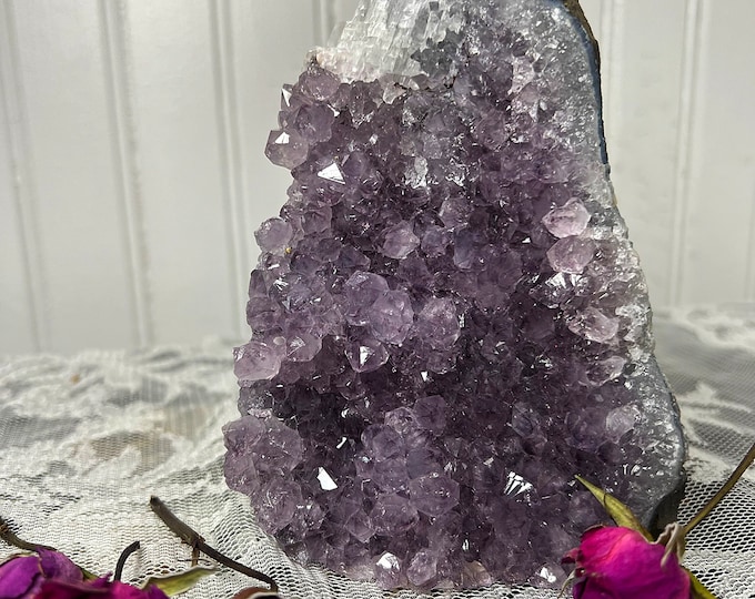 Juicy Purple Amethyst Cathedral B / Dark Purple Brazilian Amethyst Cluster / Amethyst Geode / Stands 5" Tall Weighs over 1.5 pounds