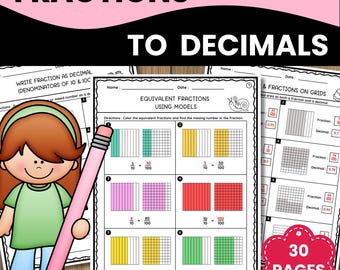 Fractions to Decimals Worksheets: Grade 4-5 Math Activities (PDF Printable)