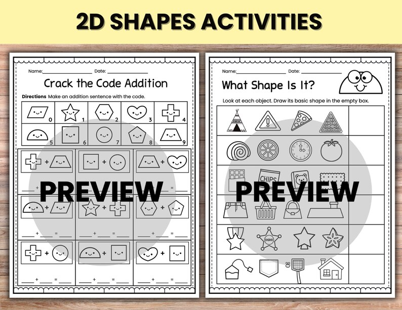 Back Shape Both 2D Shapes Activity Pack: Kindergarten & 1st Grade Worksheets (PDF ...