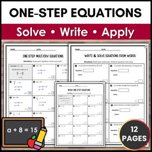 Schede di esercizi sulle equazioni a un passaggio / Matematica per la sesta elementare / Addizione, sottrazione, moltiplicazione e divisione