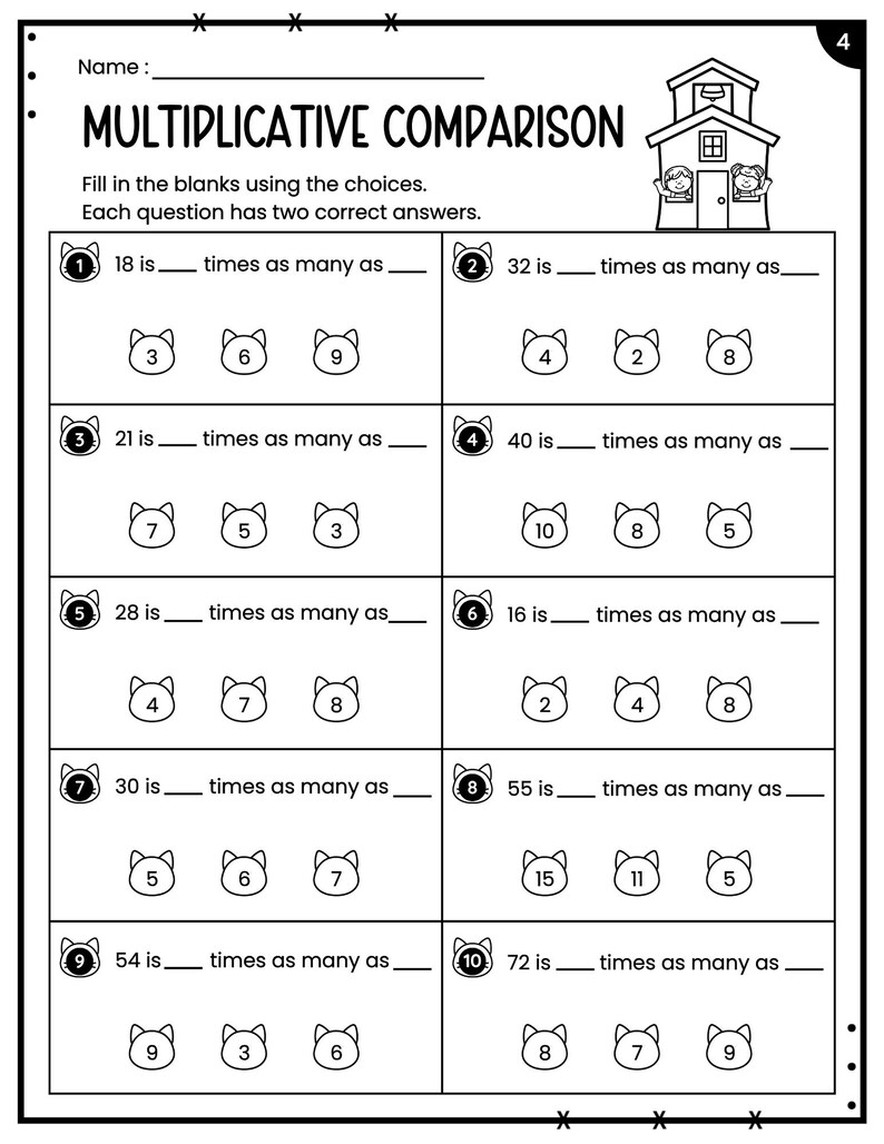 Multiplicative Comparison Worksheets | 4th Grade Math Practice | CCSS 4 ...