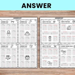 Summer Input Output Math Worksheets | Function Tables & Rule Finding ...
