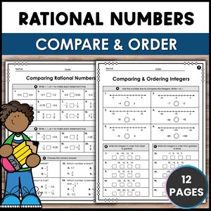 Rational Numbers Worksheets | Compare and Order Integers, Absolute Value & Number Line | 6th Grade Math PDF