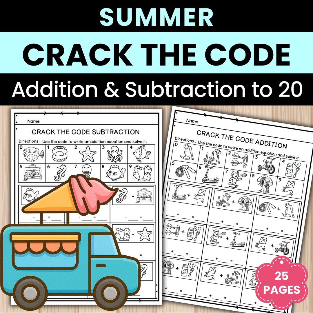 Crack the Code Math Worksheets | Addition and Subtraction to 20 | Fun ...