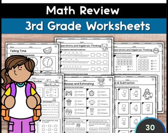 3rd Grade Math End of Year Review Packet| Summer Spiral| Test Prep Worksheets
