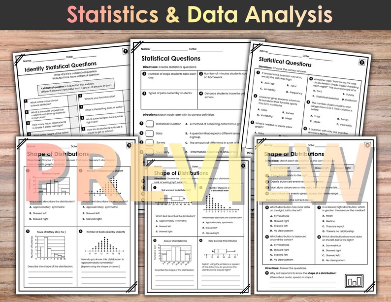 6th Grade Statistics and Data Analysis Worksheets | Box Plots, Mean ...