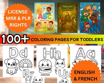 Paket mit über 100 Malvorlagen für die Vorschule mit MRR/PLR – Alphabetbücher – Aktivitätspaket für Kleinkinder zum Weiterverkauf oder Ausdrucken, Malvorlagen für Kleinkinder