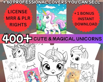 400 + Unicorn coloring pages MRR,unicorn coloring pages PLR, unicorn coloring book,cute unicorn coloring pages,magical unicorn