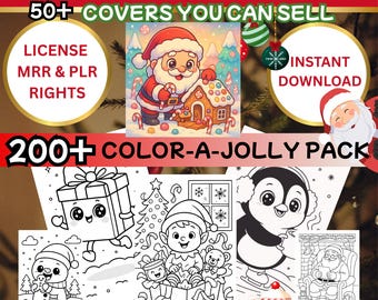 200 Weihnachtsmalvorlagen + Bonus-Cover — PLR/MRR
