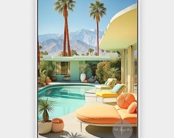 Impressão da piscina de Palm Springs: Arte californiana moderna de meados do século (Download digital)
