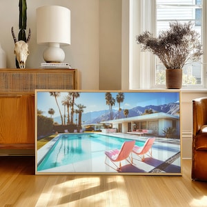 Palm Springs Mid Century Modern House Wall Art, Retro Poolside Poster, Desert Architecture Print, California Home Decor, Retro Desert House