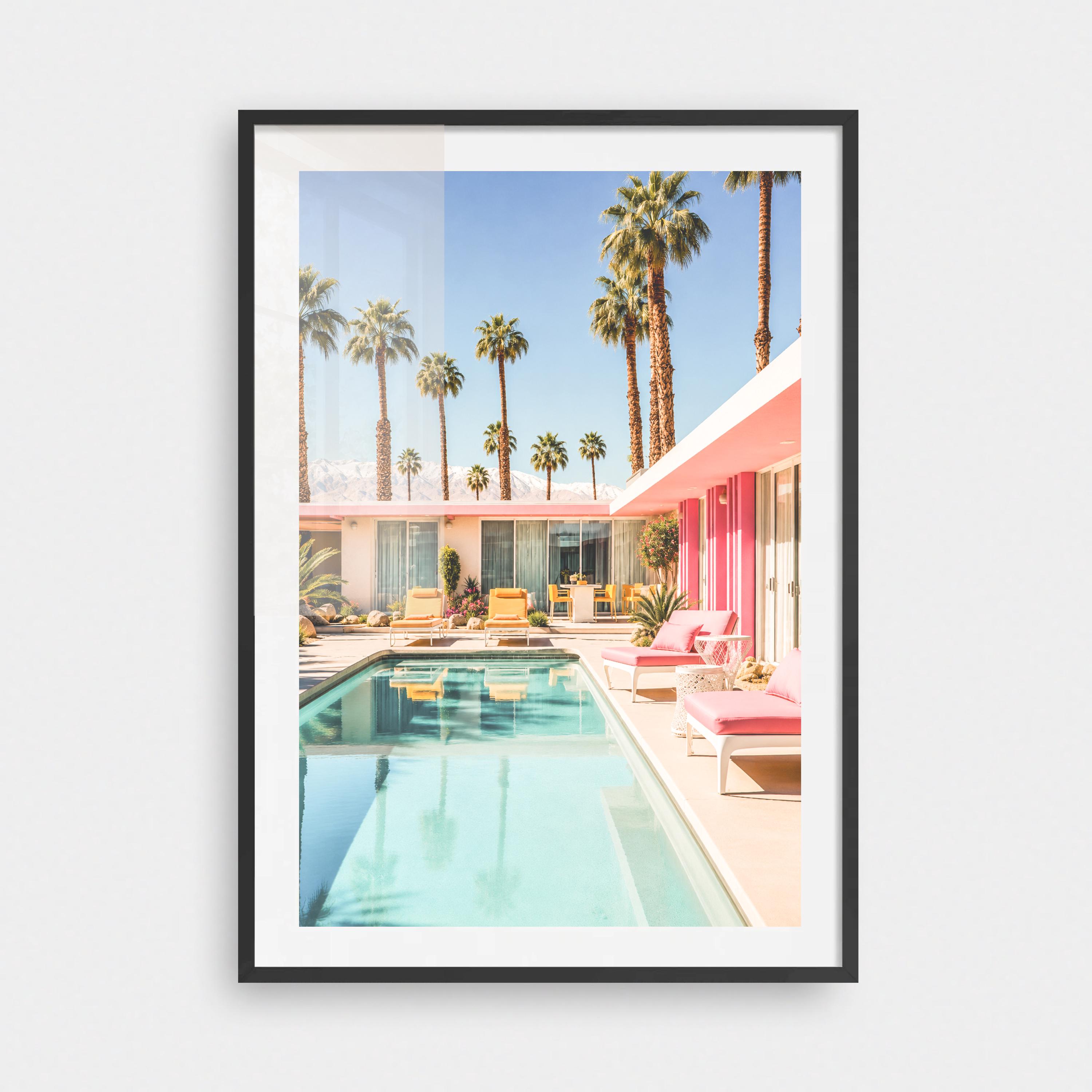 Palm Springs Pink Pool Wall Art Digital Download Mid Century