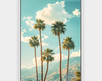 Palm Springs Palm Tree Print, Mid Century Modern, Digital Art Print, California Printable Wall Art, Palm Tree Print, Gift For Her