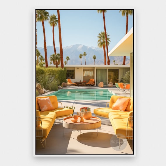 Palm Springs Pool Print: Mid-century Modern Wall Art (digital