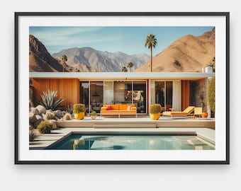 Palm Springs Pool Print, Mid-Century, Kodak Print, Digital Download, Desert Decor, California Decor, Palm Trees, Gift For Her