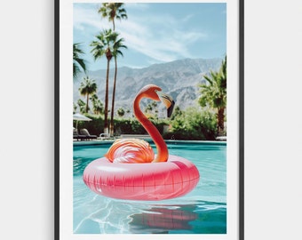Flamingo Palm Springs Pool Print: Mid-Century Modern Desert Decor (Digital Download)