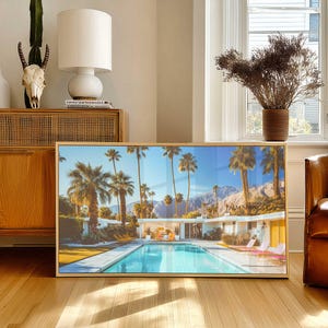 Palm Springs Mid Century Modern House Wall Art, Retro Poolside Poster, Desert Architecture Print, California Home Decor, Retro Desert House