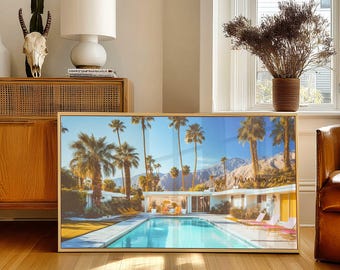 Impresión moderna de mediados de siglo de Palm Springs: Arte retro junto a la piscina (descarga digital)