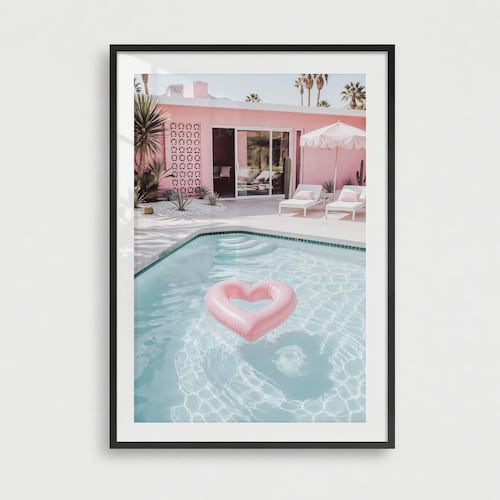 Palm Springs Pool Print, Retro Art, California Decor, Palm Trees
