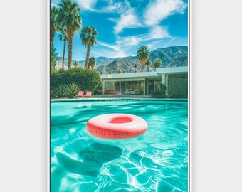 Palm Springs Pool Print: Retro Mid-Century Modern Art (Digital Download)
