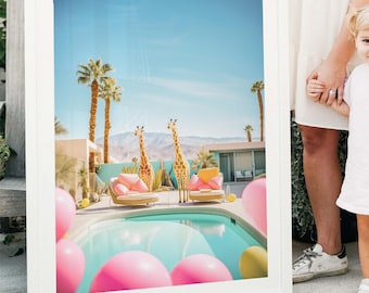Palm Springs Giraffe Pool Art Digital Download