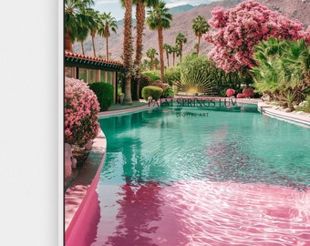 Palm Springs Pool Print: Mid Century Modern Desert Decor (digital