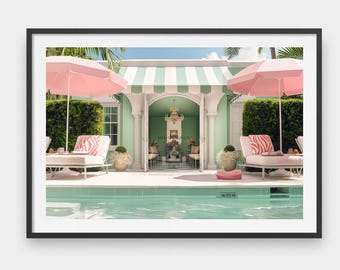 Palm Springs Digital Download Pink Poolside Cabana Wall Art