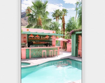 Arte impressa para bar à beira da piscina em Palm Springs: decoração retrô da Califórnia (download digital)