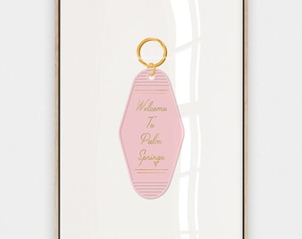 Pink Motel Keychain Print: Retro Palm Springs Art (Digital Download)