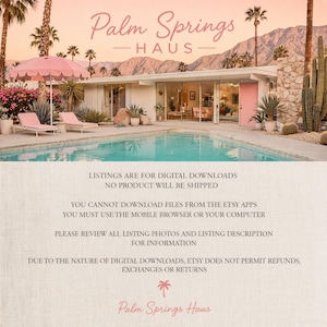 Vintage Palm Springs Print, Gift For Her, California Mid-Century Modern, Poolside, California Desert, Palm Springs Poster, Retro Print image 3
