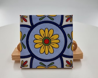 アズレージョ、ポルトガルタイル、手描き、セラミックコースター、3 色