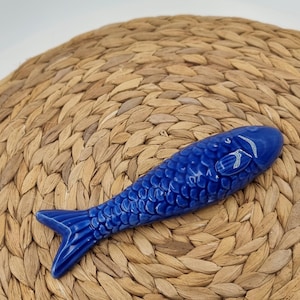 Handcrafted Ceramic Sardine: Dark Blue Portuguese Wall Decor
