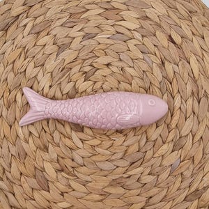 Portuguese Ceramic Sardine - Handcrafted Pink Wall Decor - Fish Ornament - Traditional Pottery - Unique Coastal Gift