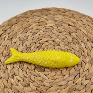 Portuguese Ceramic Sardine - Handcrafted Yellow Wall Decor - Fish Ornament - Traditional Pottery - Unique Coastal Gift