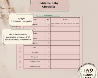 Baby Essentials Checklist: Editable Canva Template (Digital Download)